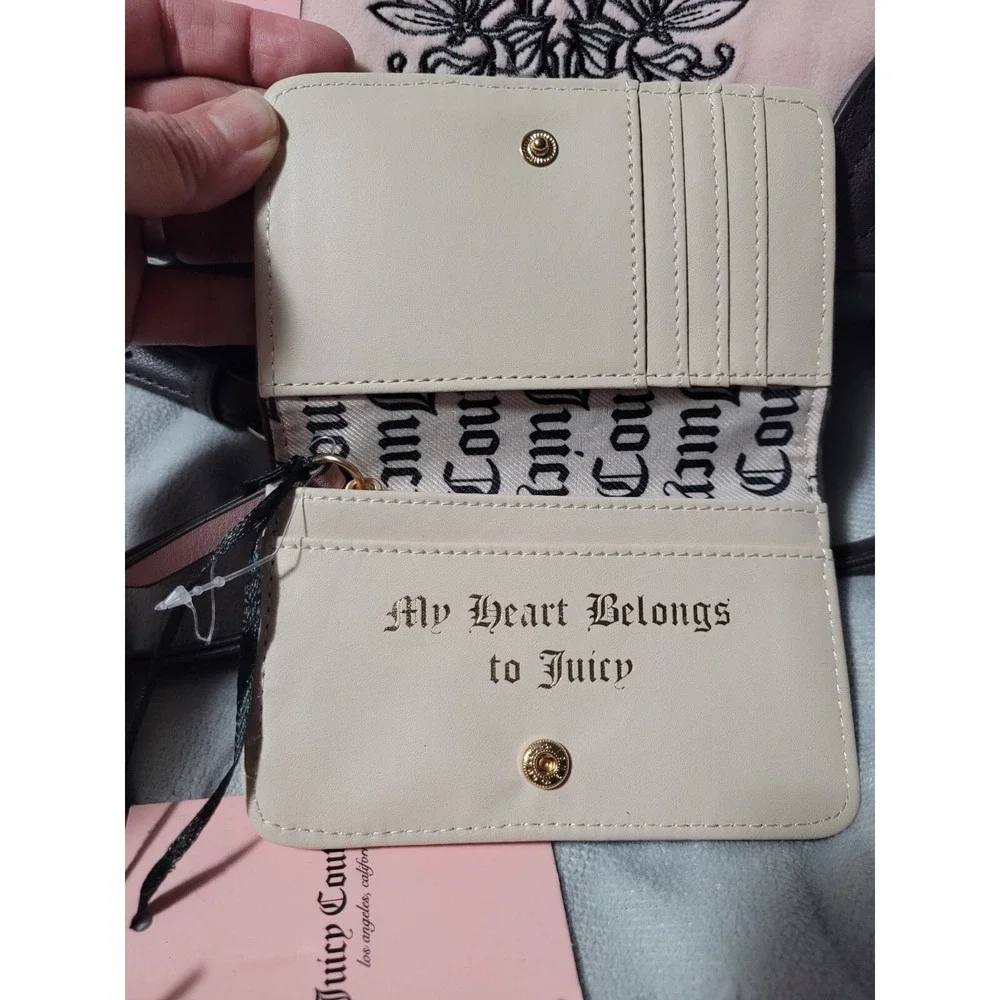 JUICY Couture Heritage Satchel Dome Pink Chocolate Coin Wallet 3 pc Heart